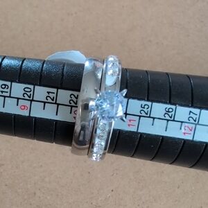 Elegant Silver Stainless Steel Ring with CZ Stones